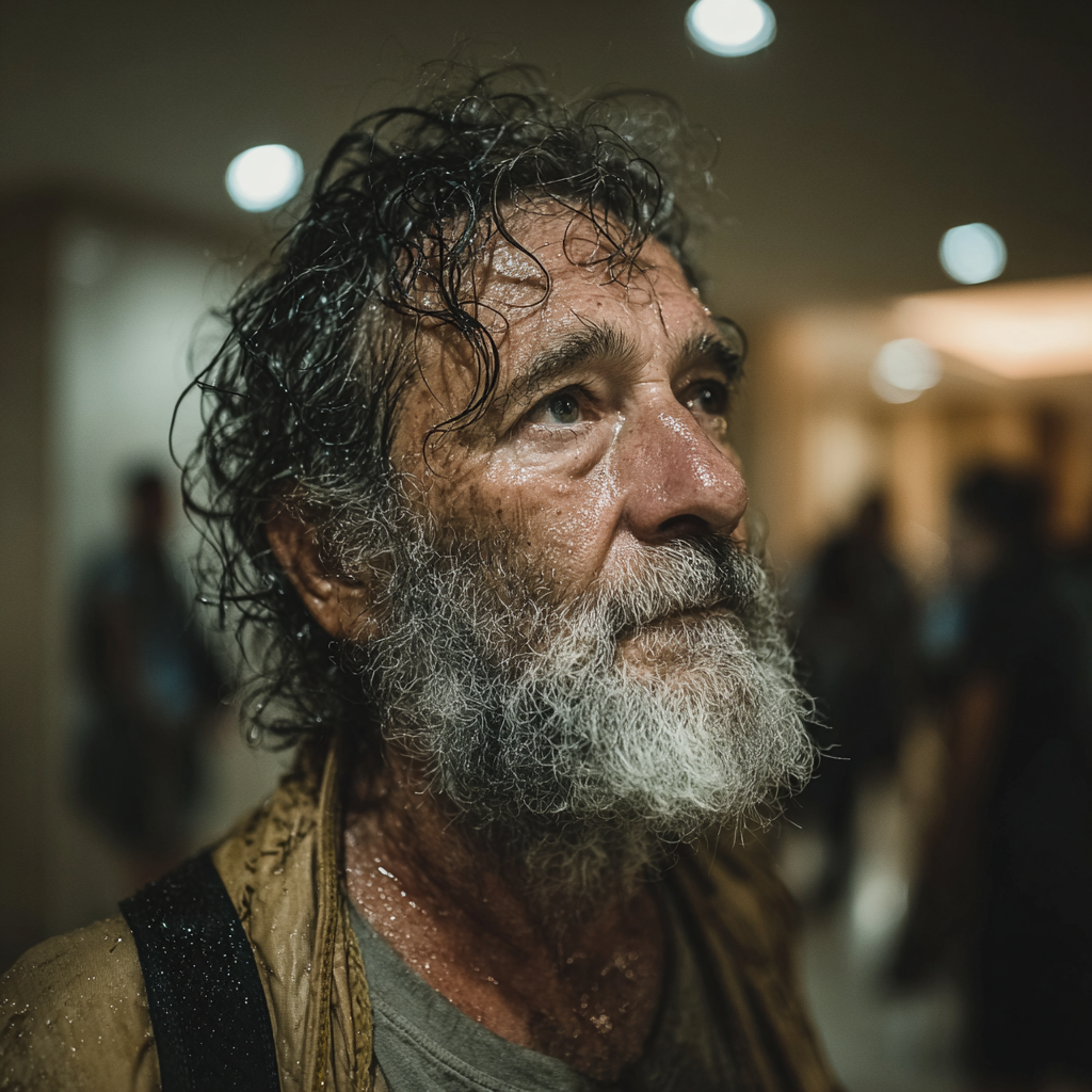 Ein durchnässter Mann | Quelle: Midjourney