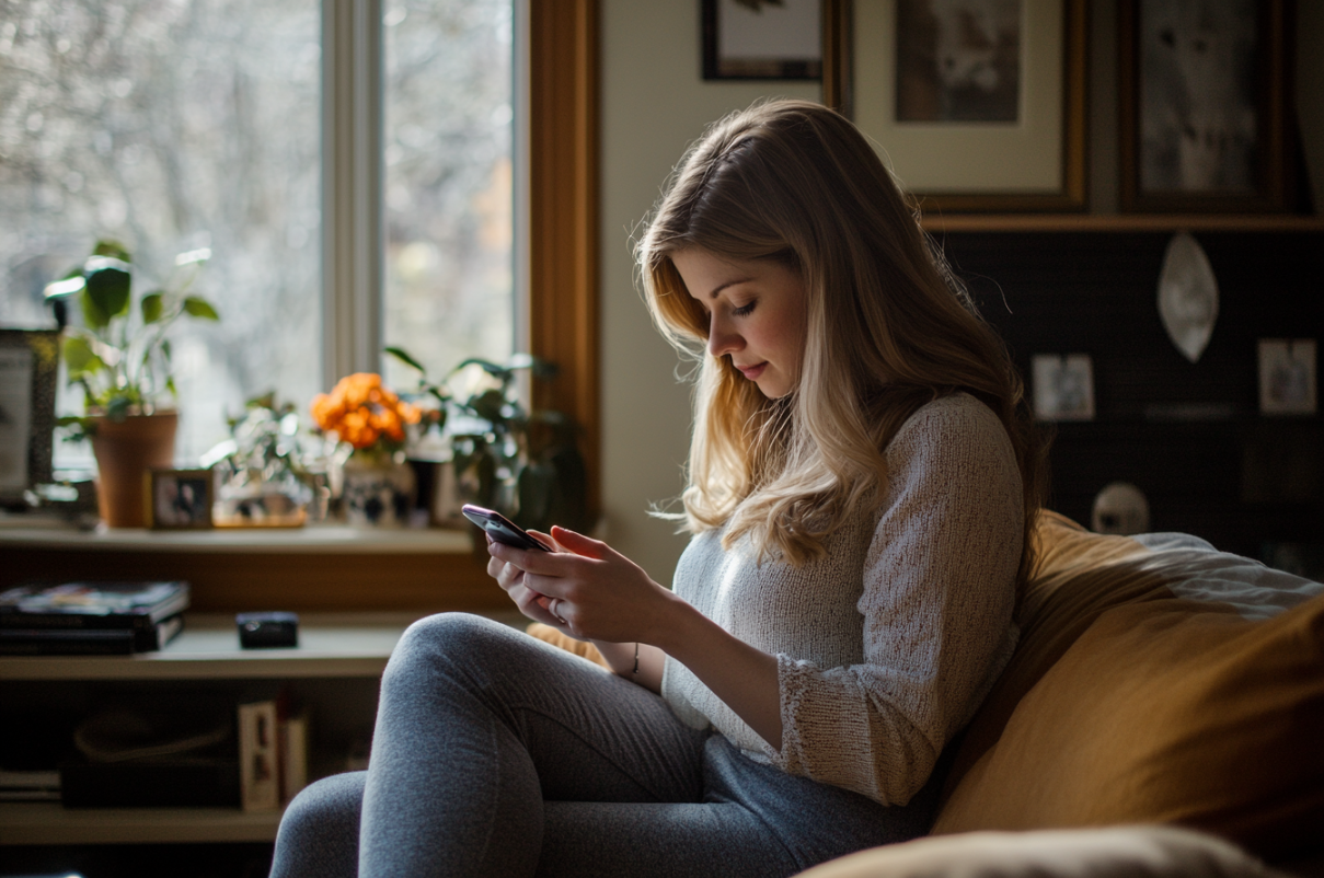 Eine Frau benutzt ihr Handy | Quelle: Midjourney