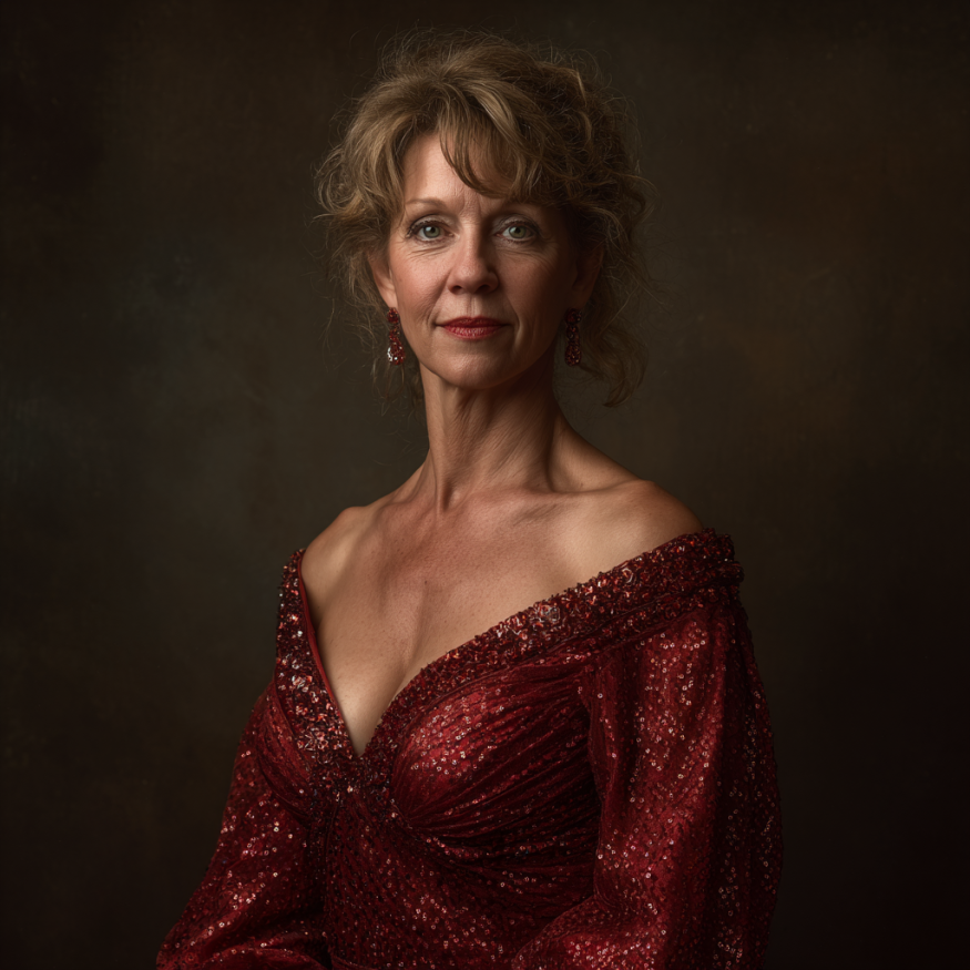 Eine Frau in einem roten Kleid | Quelle: Midjourney