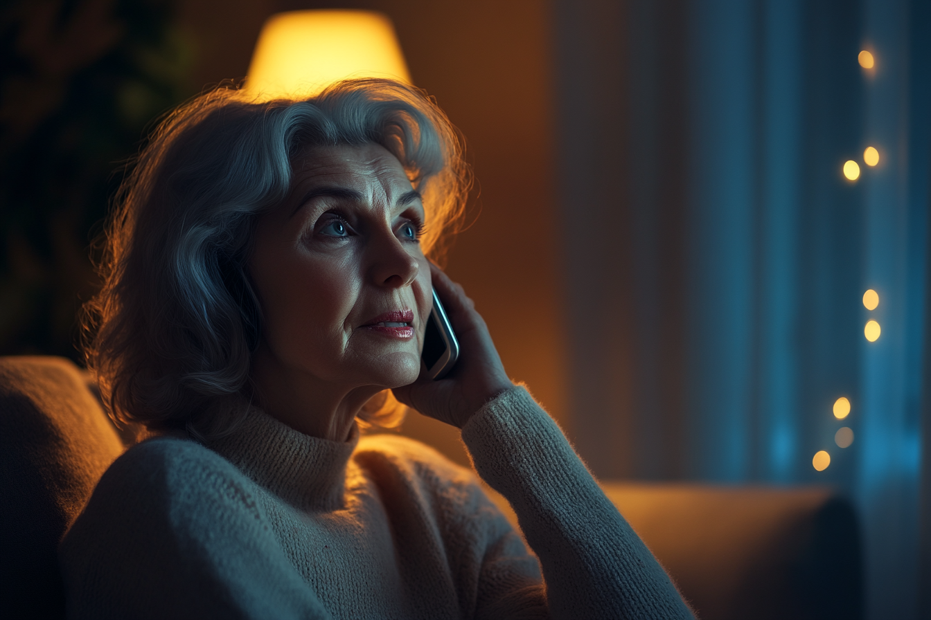 Eine ältere Frau spricht am Telefon | Quelle: Midjourney