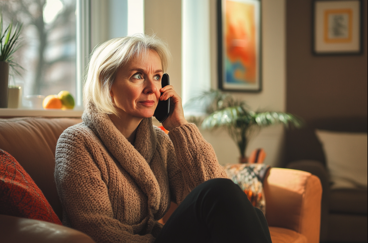 Eine Frau spricht mit ihrem Sohn am Telefon | Quelle: Midjourney