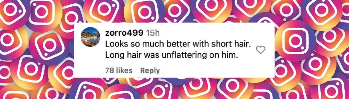 Ein Fan kommentiert Brad Pitts Buzzcut, datiert auf Mai 2025 | Quelle: Instagram/pagesix