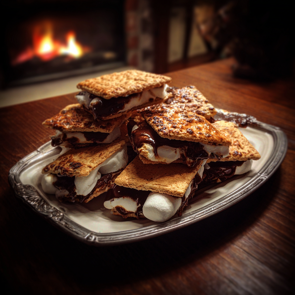 Ein Teller mit klebrigen S'mores | Quelle: Midjourney