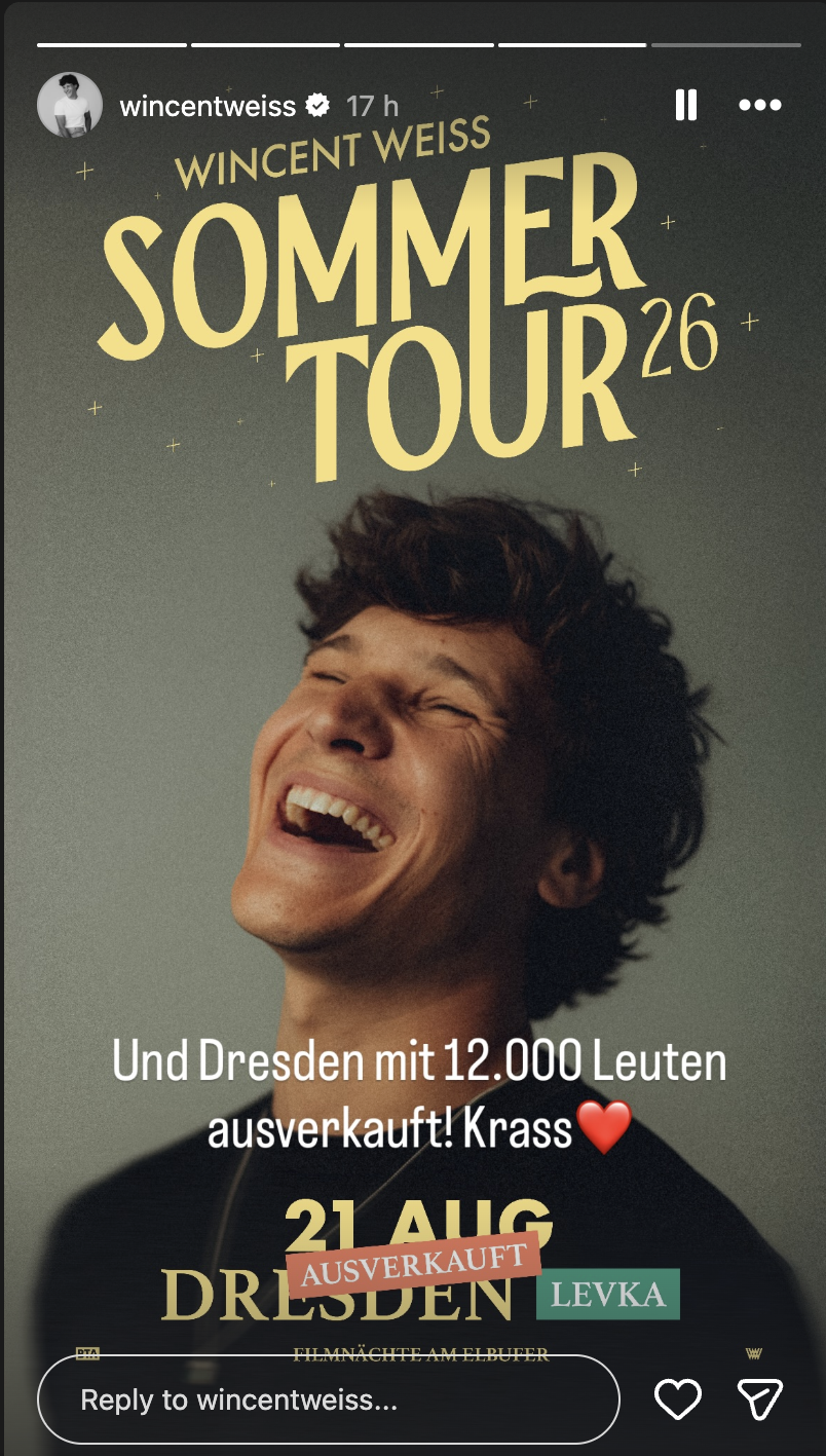 Wincent Weiss' Instagram-Story | Quelle: instagram.com/wincentweiss