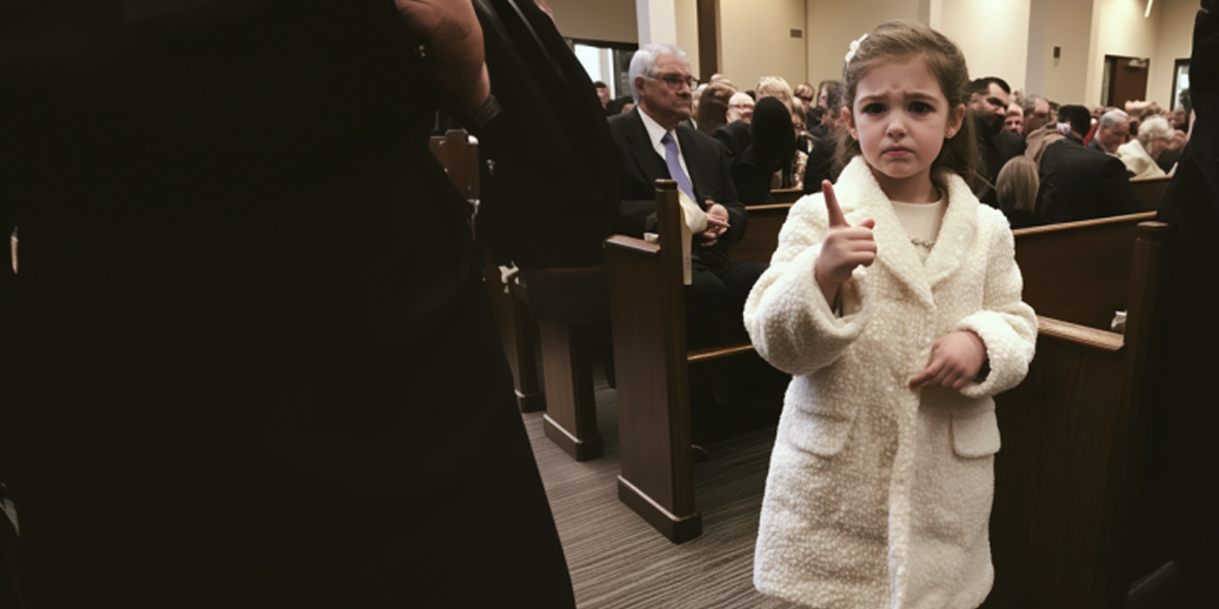 Ein kleines Mädchen zeigt mit dem Finger auf die Kirche | Quelle: AmoMama