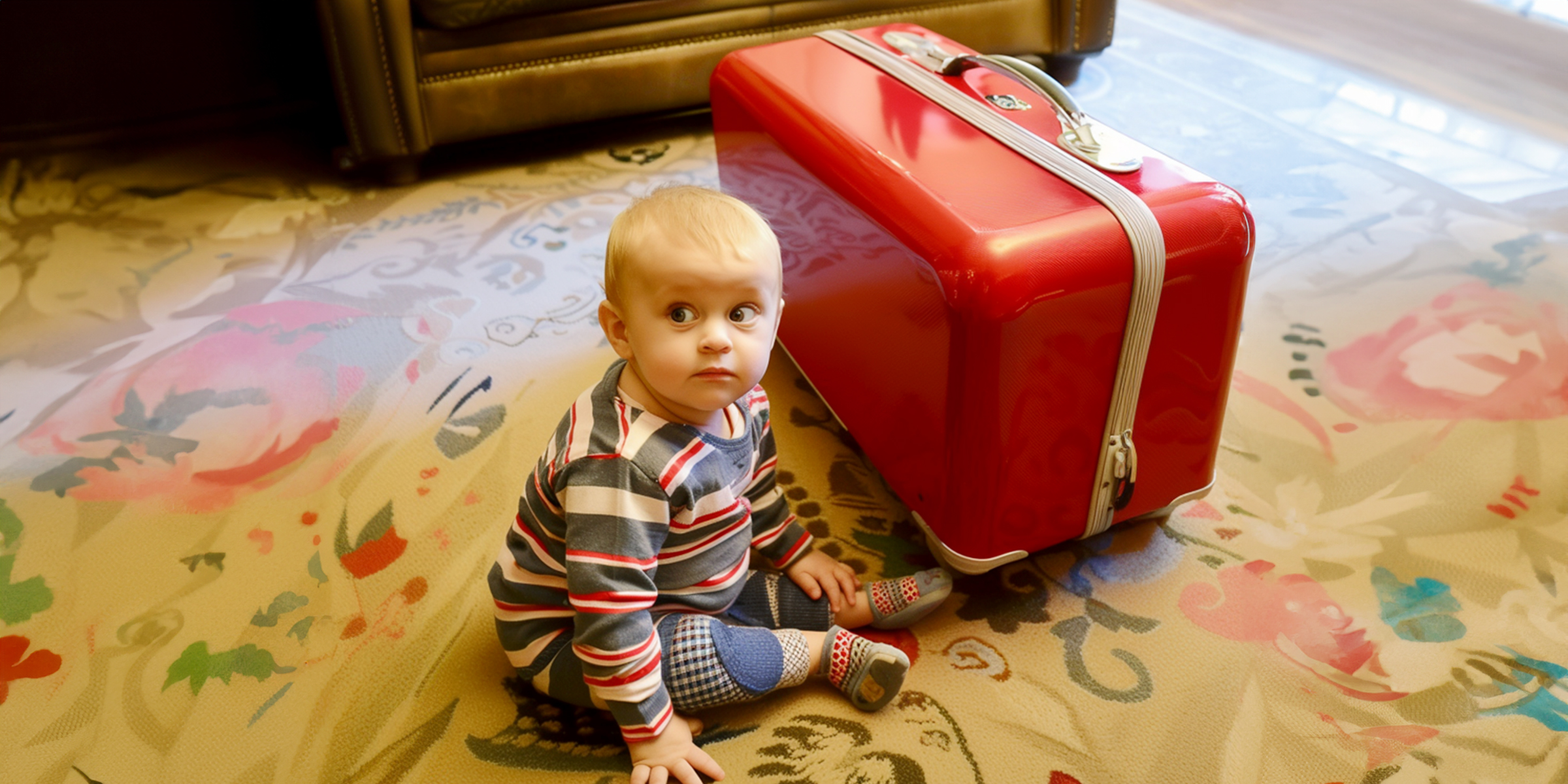 Ein kleiner Junge sitzt neben einer Reisetasche | Quelle: Amomama