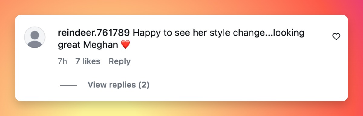 Ein Kommentator lobte die neueste Modeentscheidung der Herzogin und sorgte damit für eine erfrischende Abwechslung inmitten der gemischten Reaktionen auf ihr Outfit. | Quelle: Instagram/hellomag