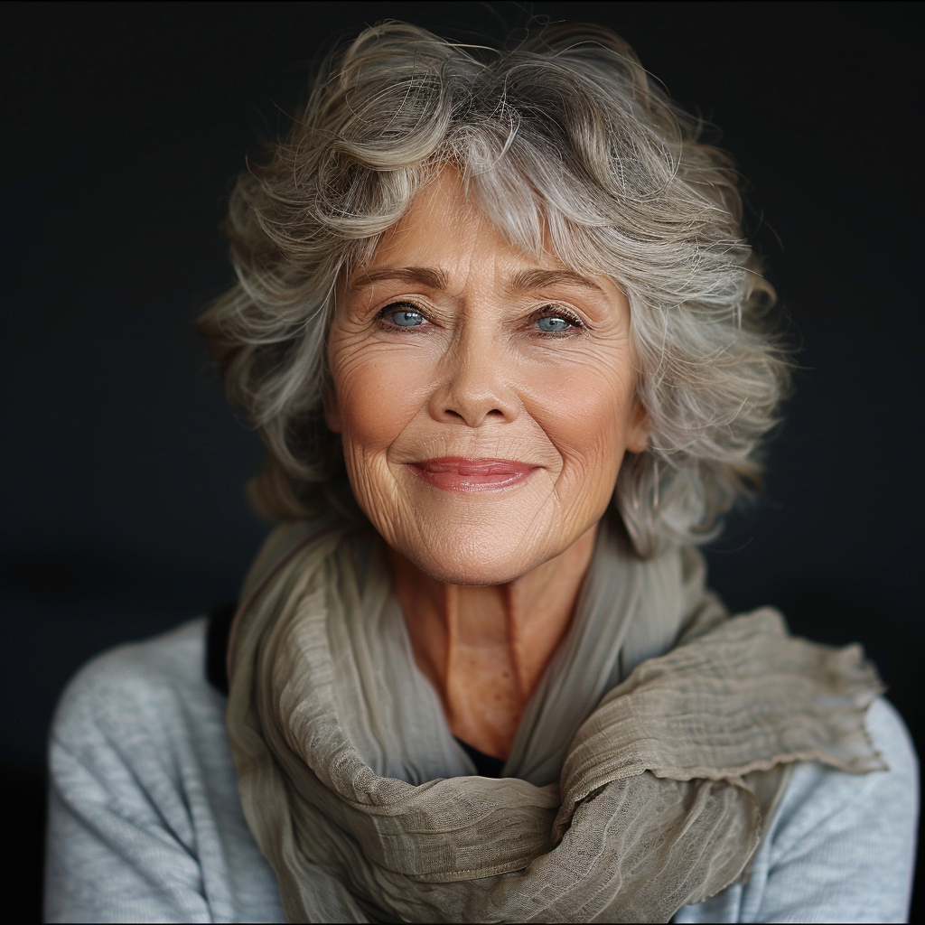 Eine KI-Darstellung davon, wie Jane Fonda ohne plastische Chirurgie ausgesehen haben könnte | Quelle: Midjourney