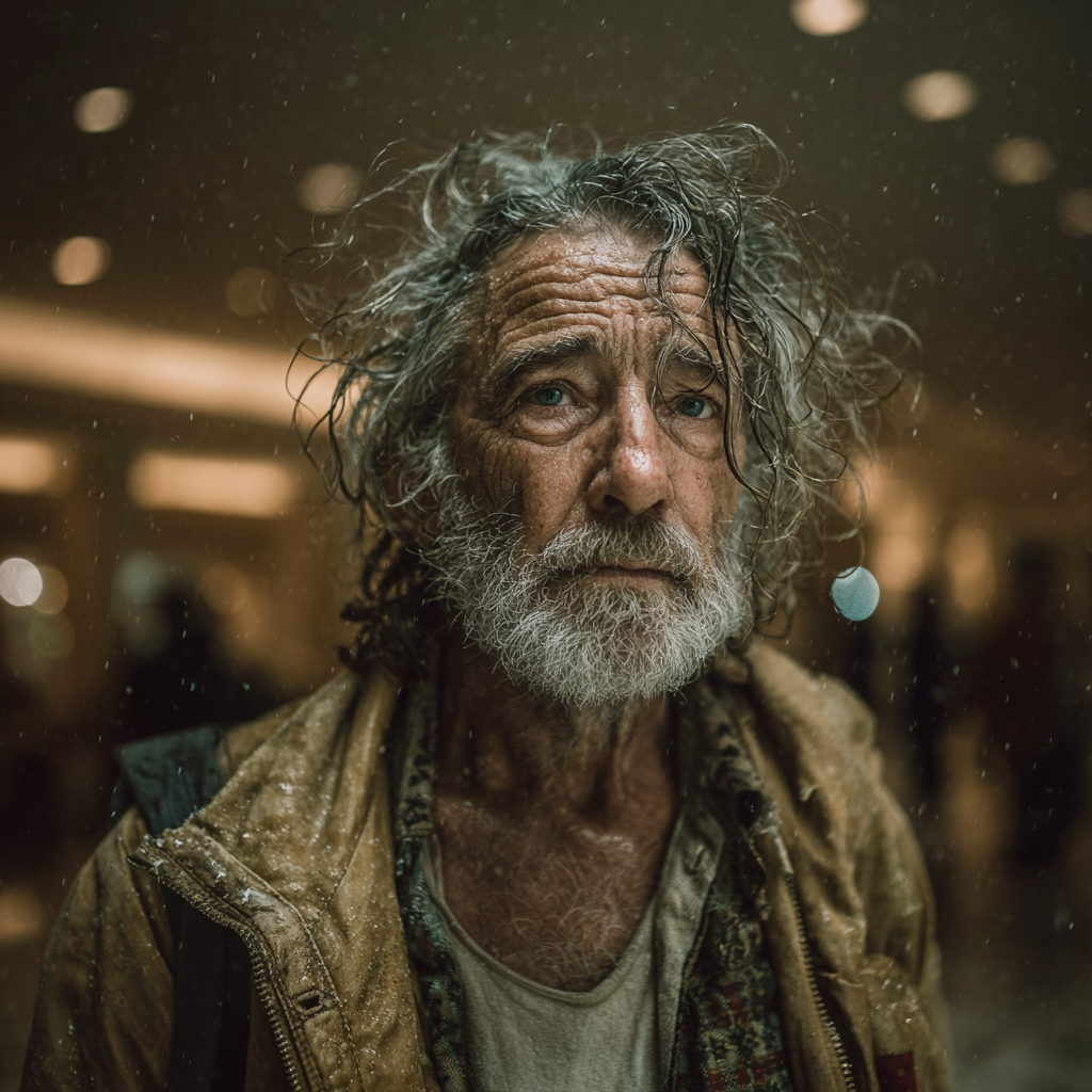 Ein trauriger Mann, der im Regen steht | Quelle: Midjourney