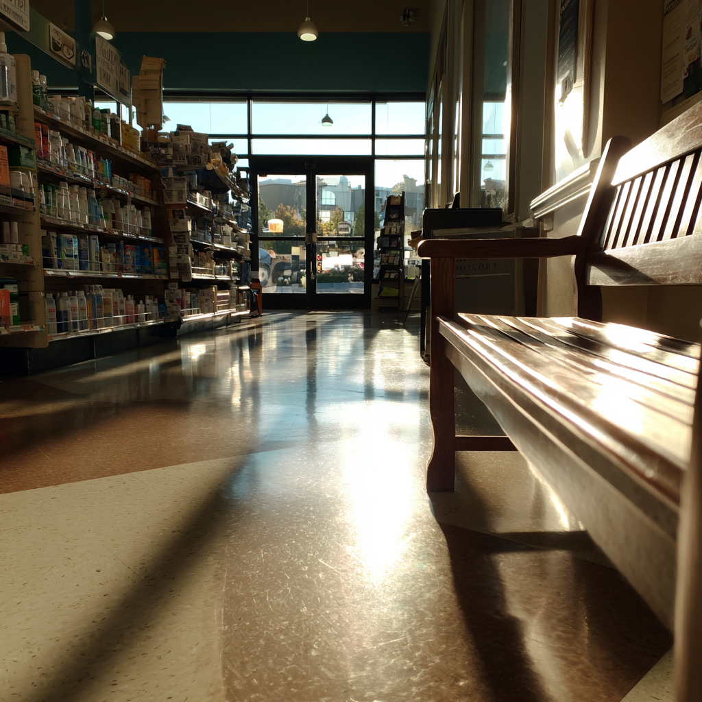 Eine Nahaufnahme einer Bank in einem Geschäft | Quelle: Midjourney