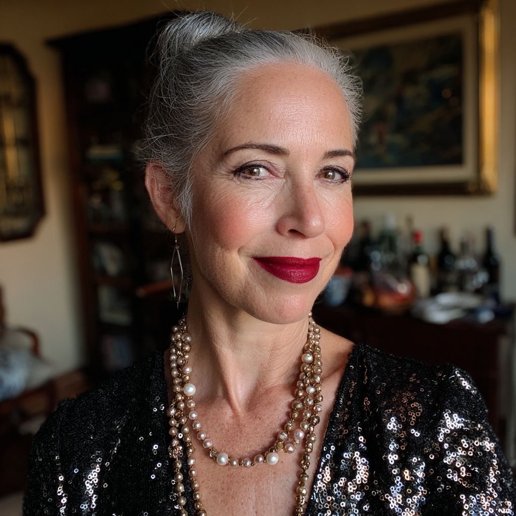 Eine lächelnde ältere Frau | Quelle: Midjourney