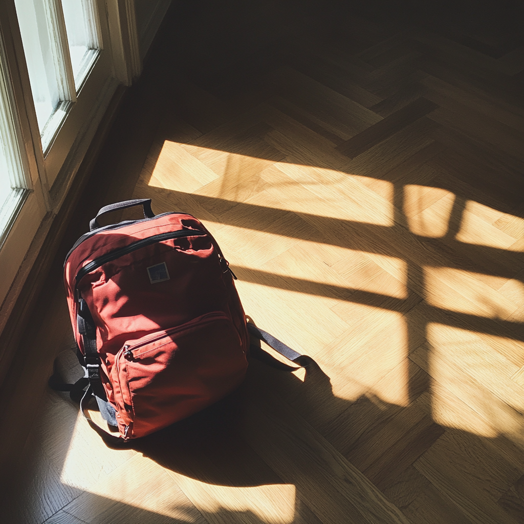 Ein Rucksack auf einem Boden | Quelle: Midjourney