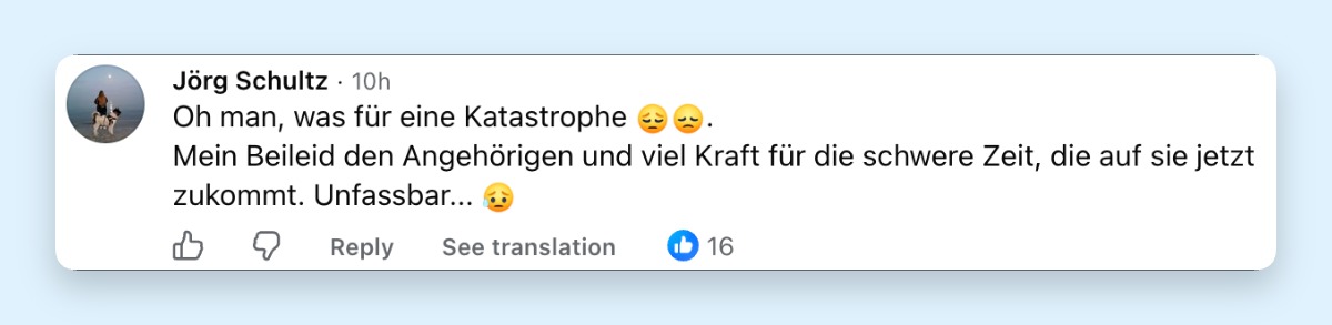 Internetnutzer drücken ihr Mitgefühl aus | Quelle: Facebook/focus.de
