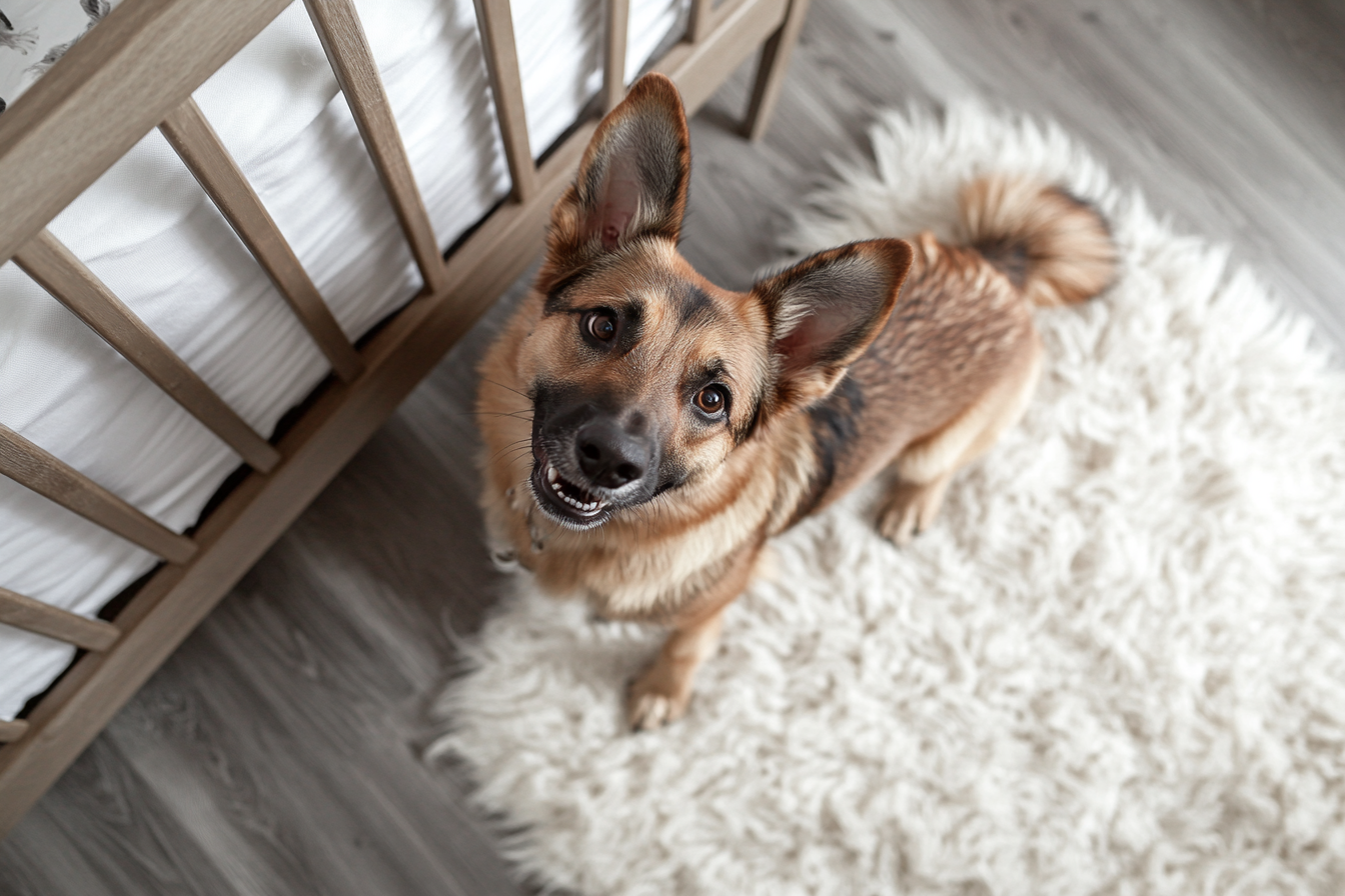 Ein Hund schaut zu seinem Besitzer auf | Quelle: Midjourney