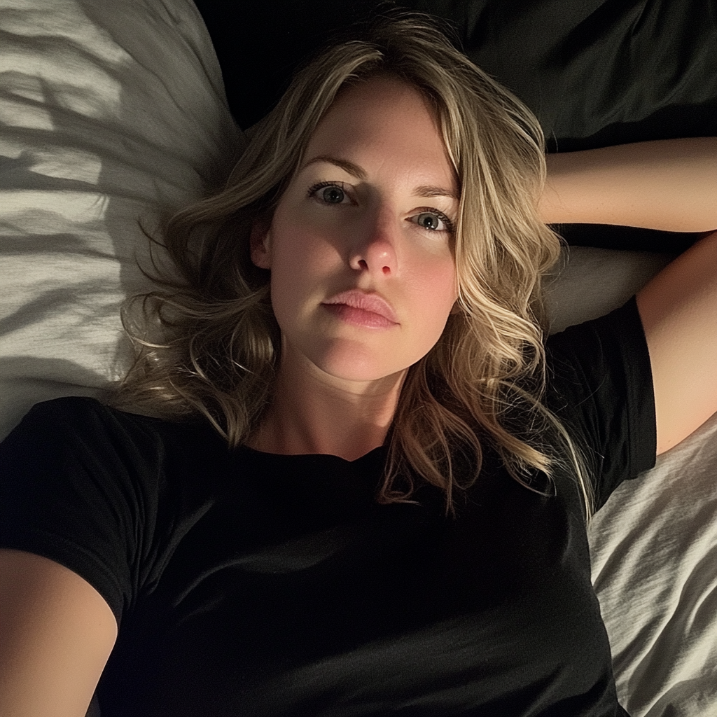 Eine Frau, die in ihrem Bett liegt | Quelle: Midjourney
