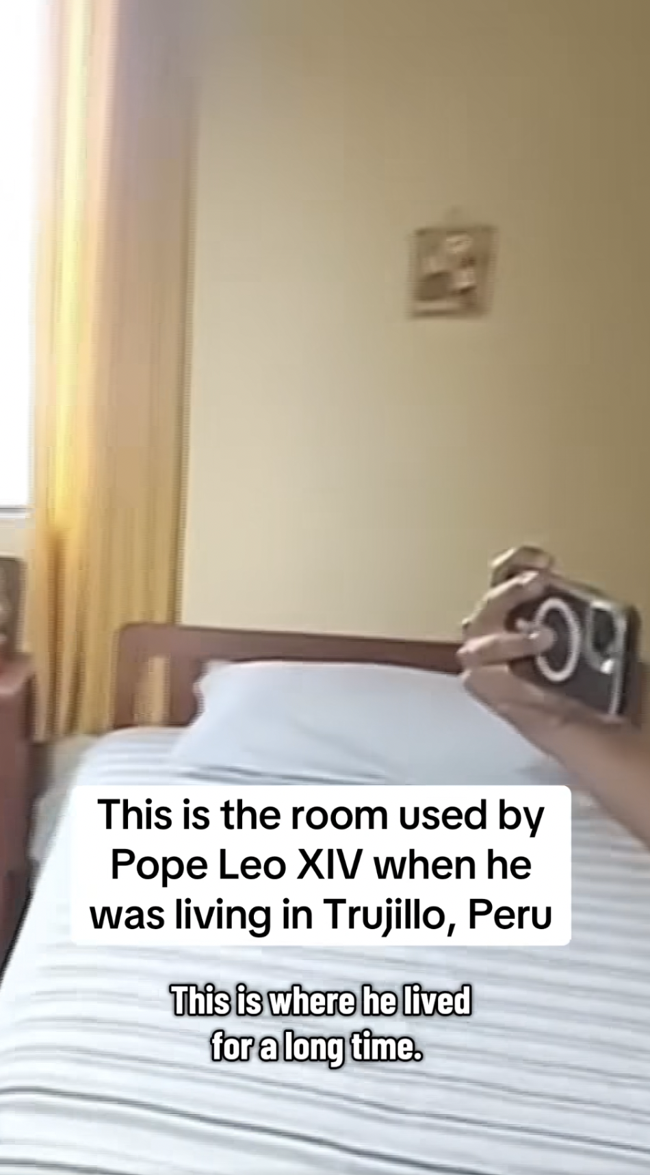 Das Zimmer von Papst Leo XIV. in Trujillo, Peru, aus einem Video vom 9. Mai 2025. | Quelle: Facebook/CBS News