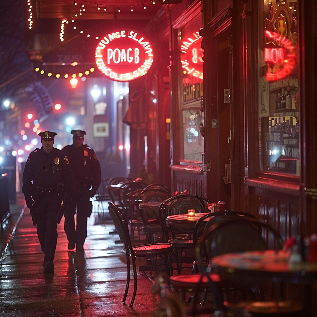 Die Polizei kommt in einem Restaurant an | Quelle: Midjourney