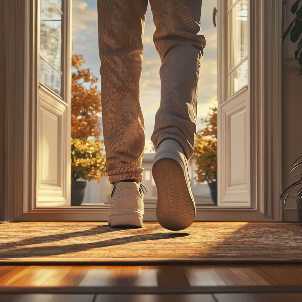 Ein Mann, der ein Haus verlässt | Quelle: Midjourney