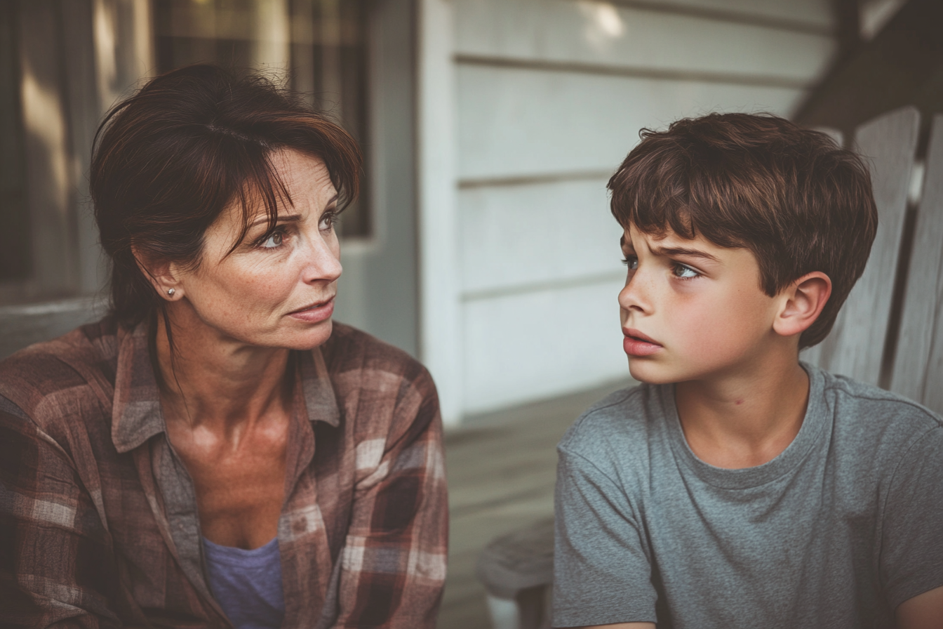 Eine Frau spricht mit einem Teenager-Jungen | Quelle: Midjourney