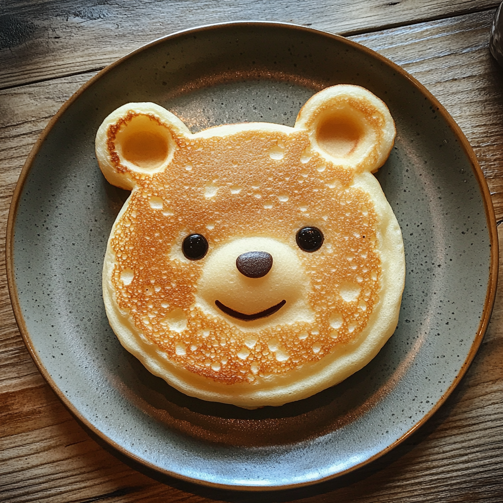Ein bärenförmiger Pfannkuchen auf einem Teller | Quelle: Midjourney