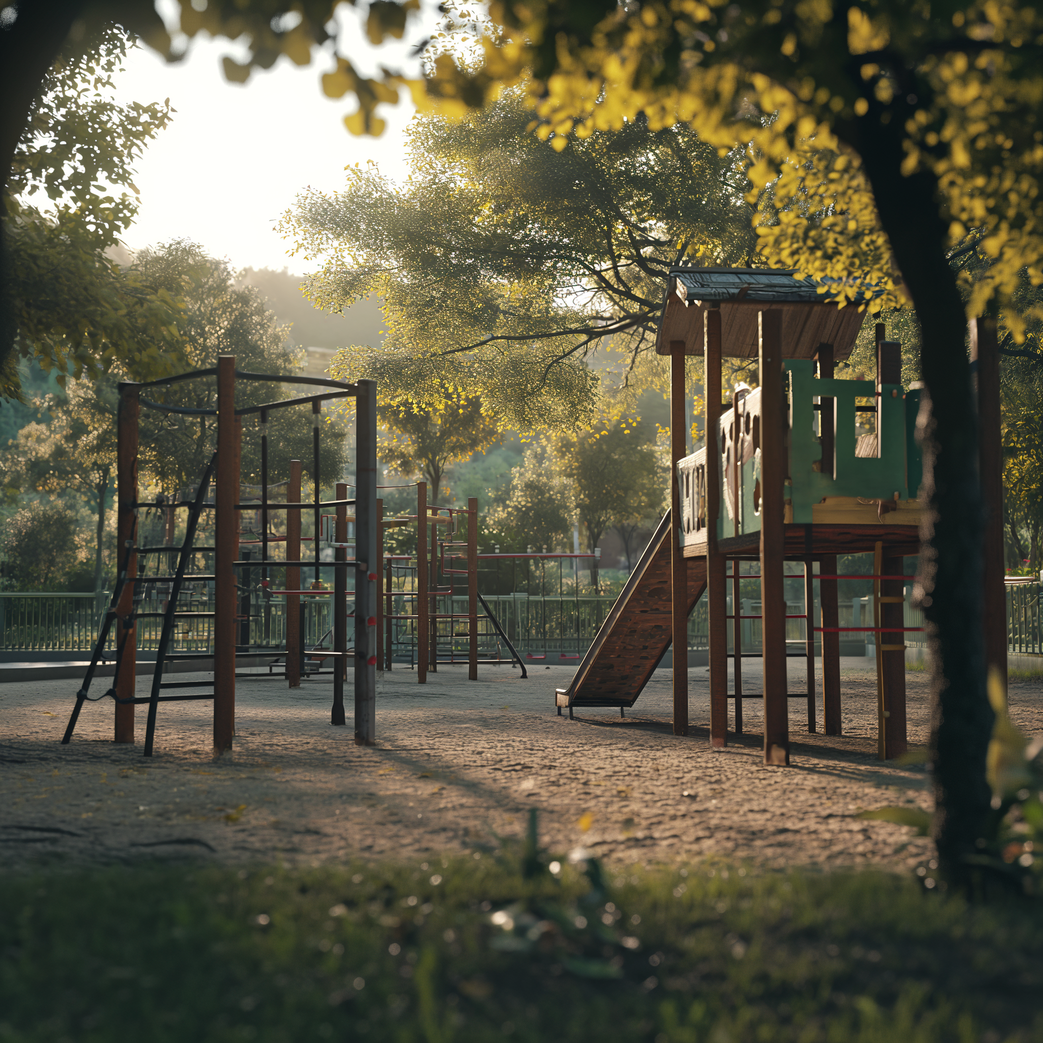 Ein Spielplatz in einem Park | Quelle: Midjourney