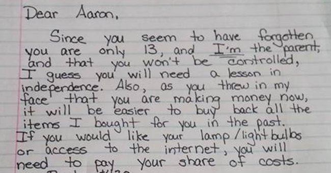 Ausschnitt aus dem Brief, den Heidi an ihren Sohn Aaron schrieb | Quelle: Facebook.com/estella.havisham2012