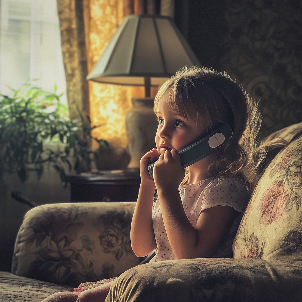 Ein kleines Mädchen spricht am Telefon | Quelle: Midjourney