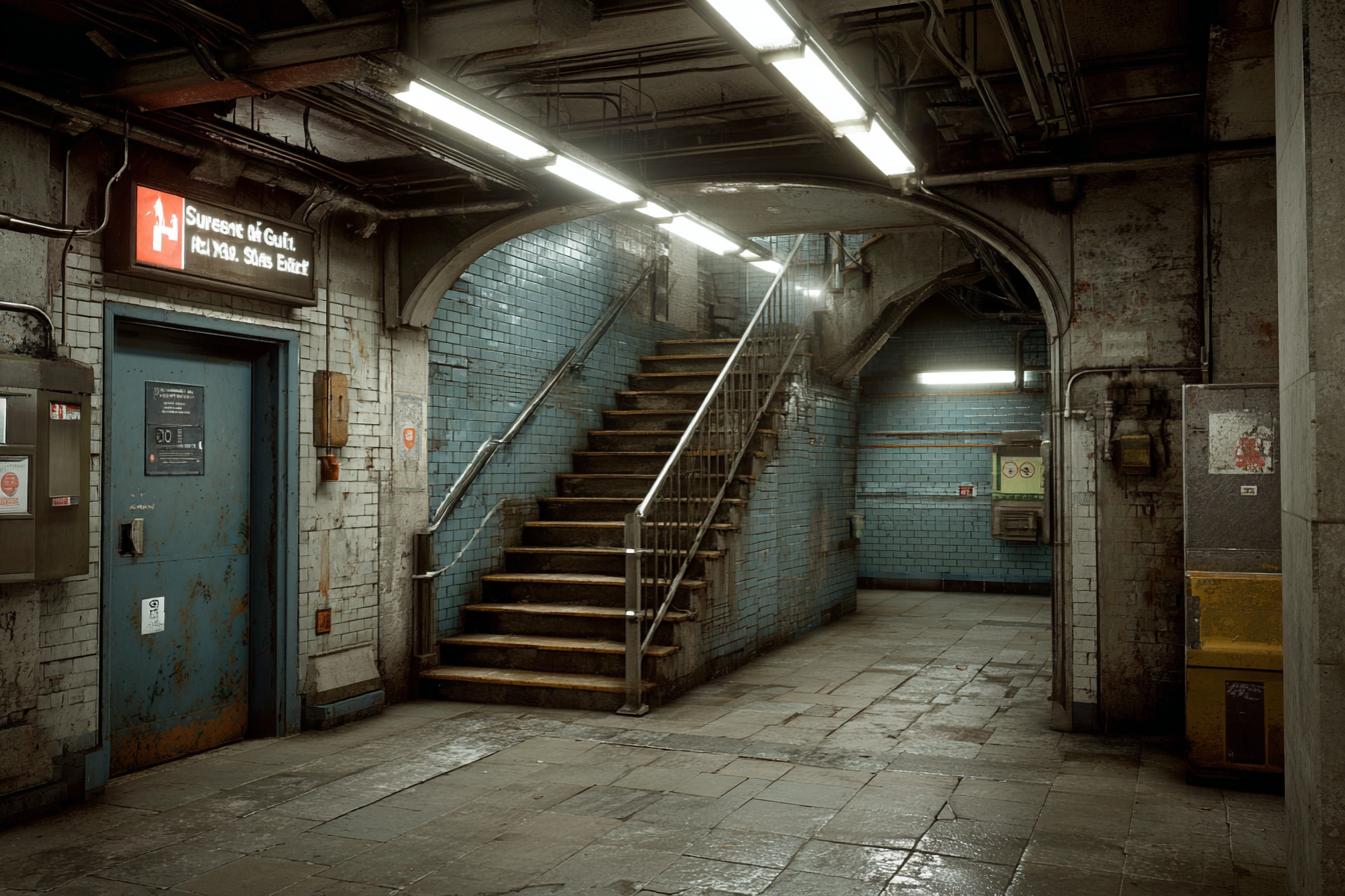 Eine schmutzige Treppe in einer U-Bahn-Station | Quelle: Midjourney