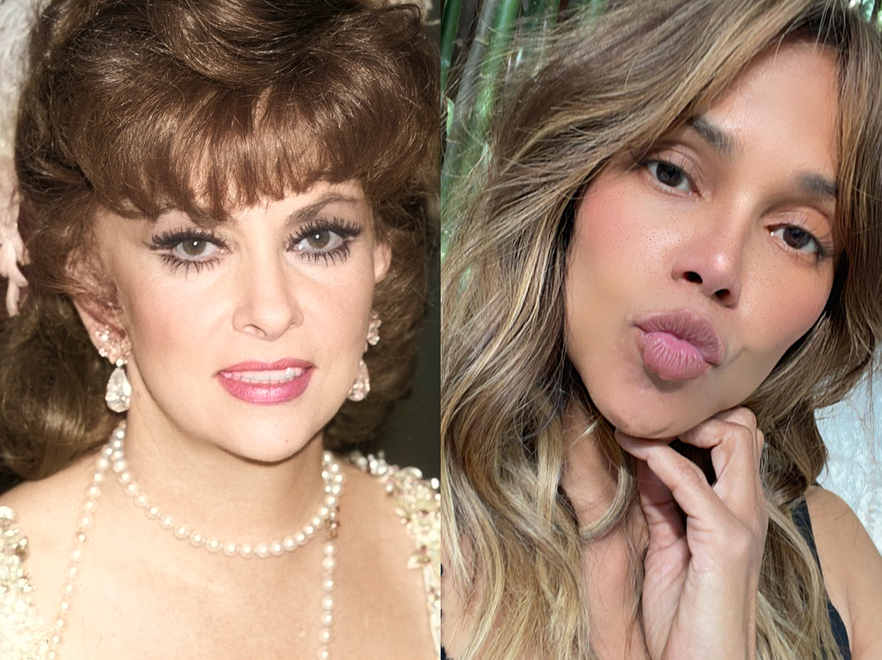 Gina Lollobrigida und Halle Berry in ihren 50ern nebeneinander. | Quelle: Getty Images | Instagram/Halleberry