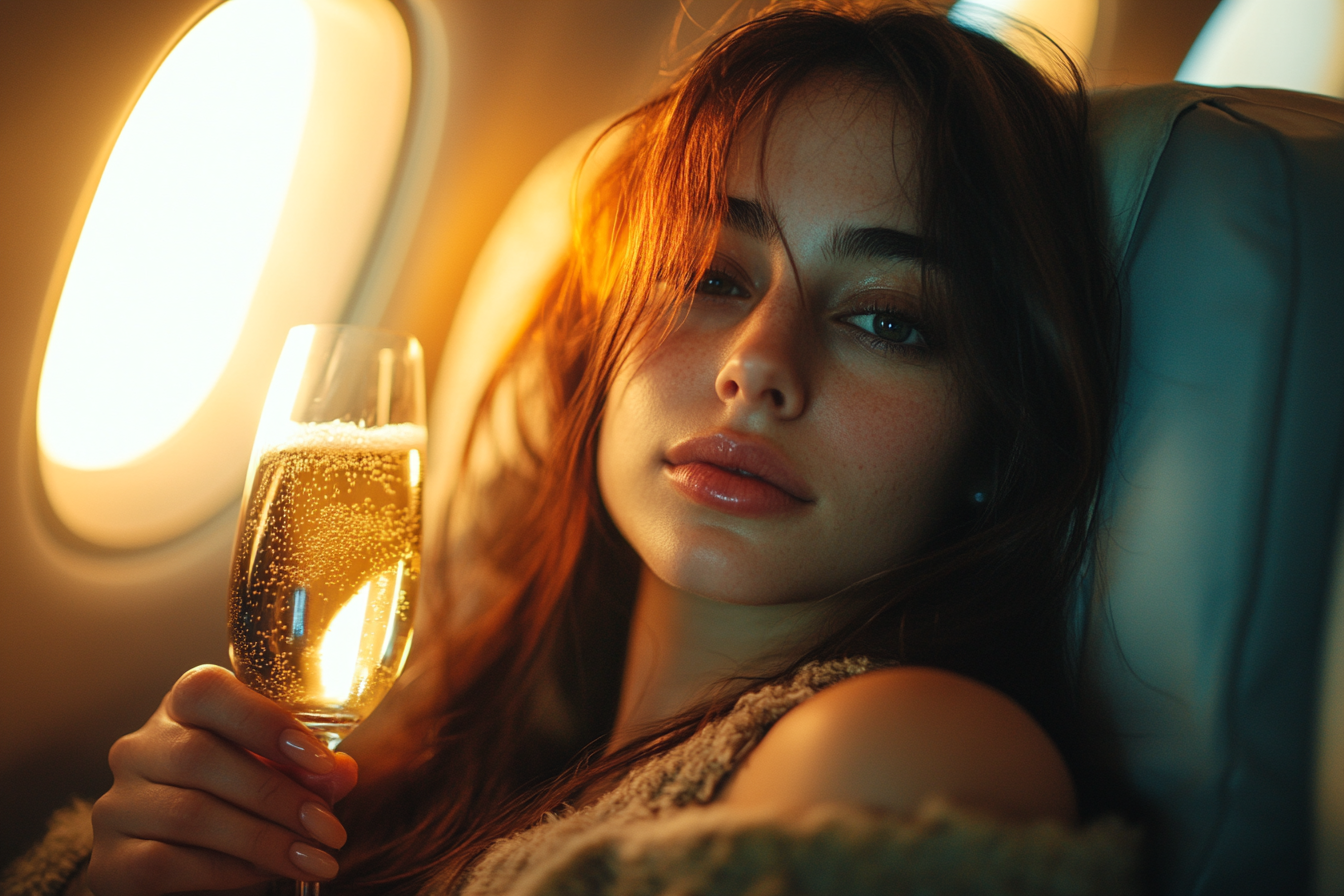 Frau genießt ein Glas Champagner | Quelle: Midjourney