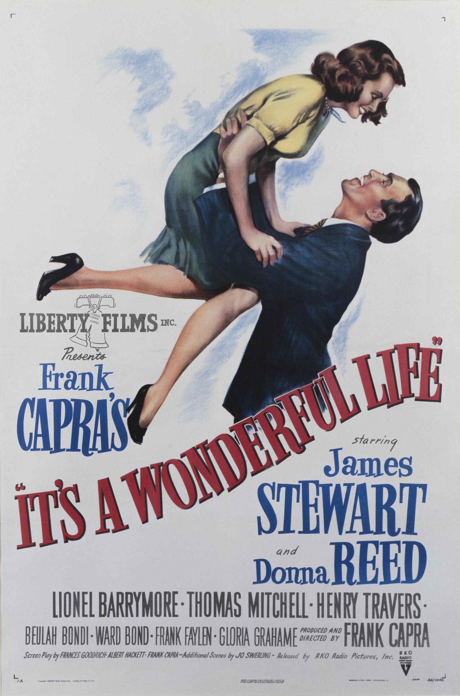 Ein Plakat für Frank Capras Drama von 1946 „It's a Wonderful Life“ mit James Stewart und Donna Reed in den Hauptrollen. | Quelle: Getty Images
