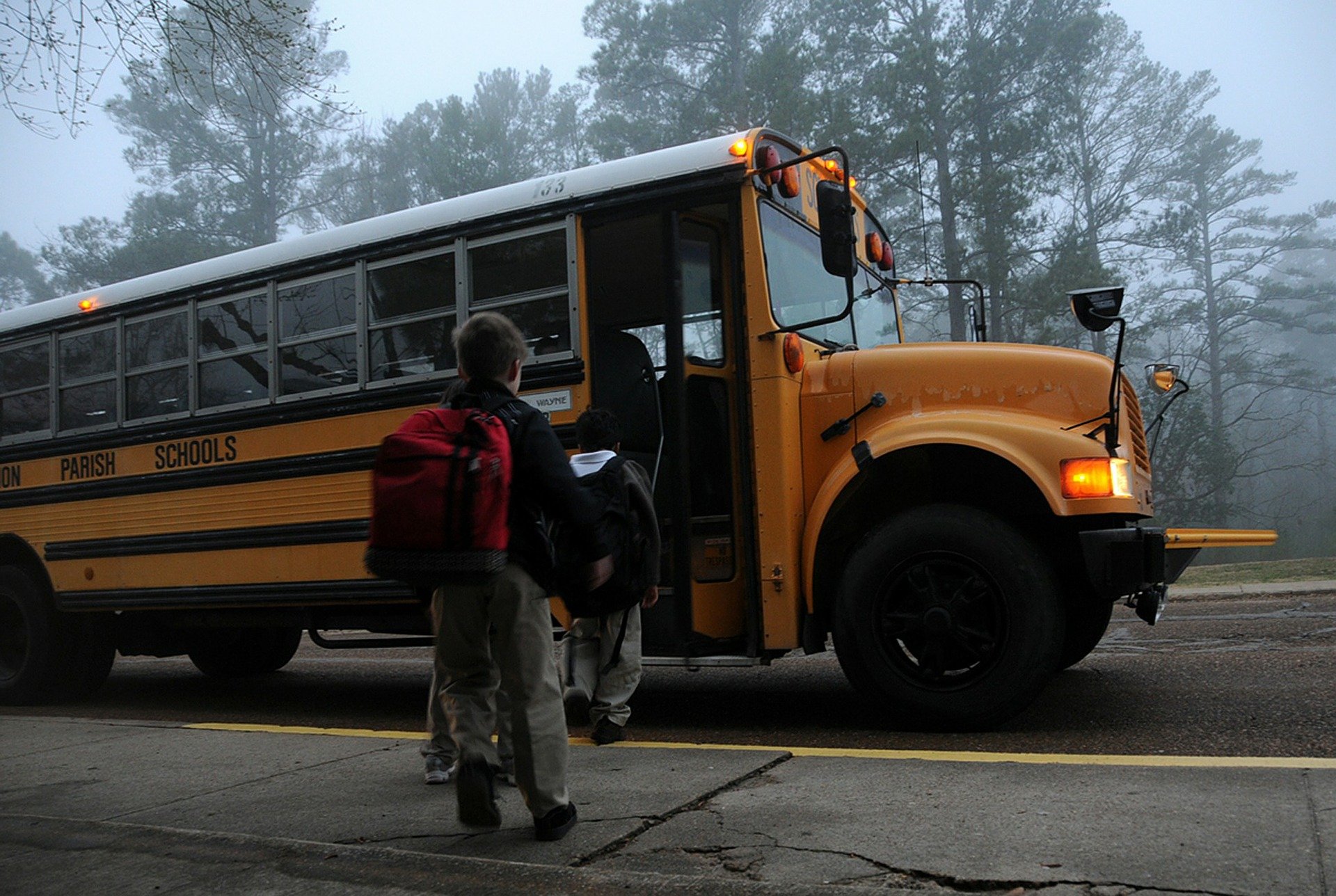 Kinder steigen in Schulbus | Quelle: Pixabay