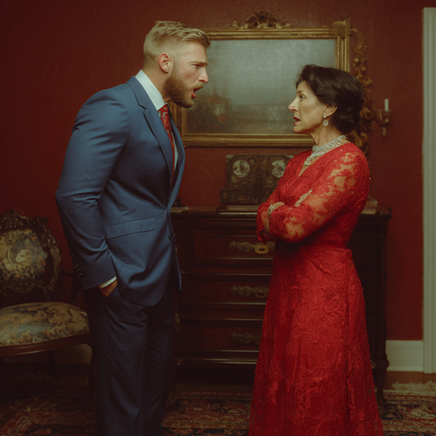 Ein Mann und seine Mutter streiten sich | Quelle: Midjourney