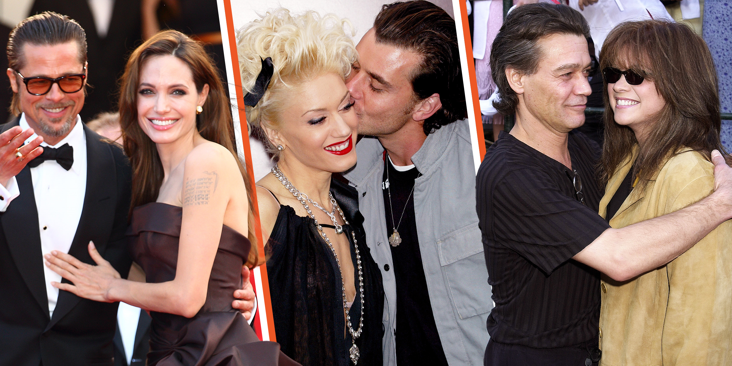 Brad Pitt und Angelina Jolie | Gwen Steffani und Gavin Rossdale | Eddie Van Halen und Valerie Bertinelli | Quelle: Getty Images