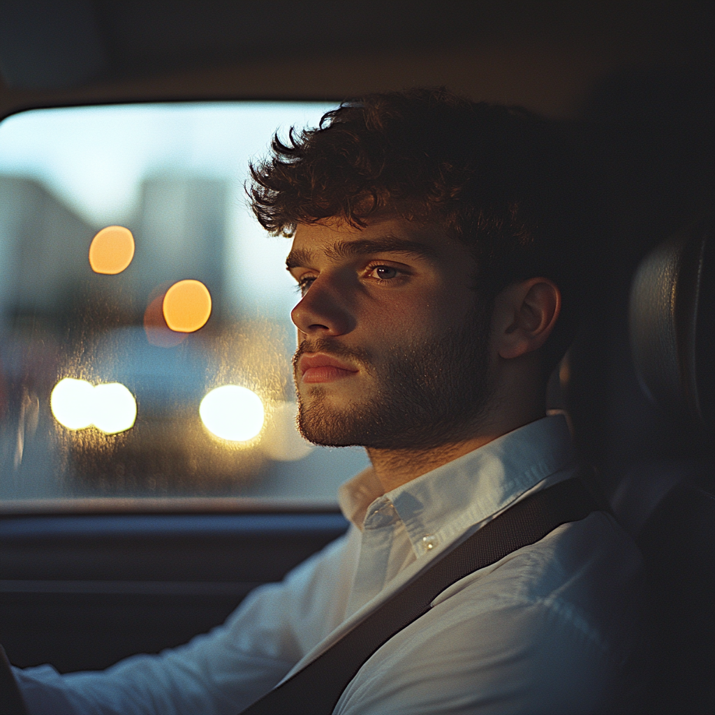 Ein Mann sitzt in einem Auto | Quelle: Midjourney