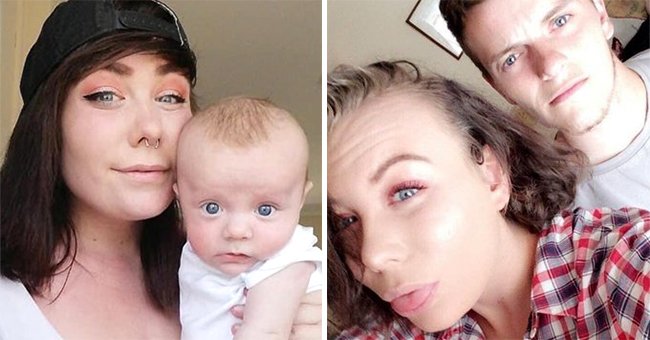 Eine Frau und ihr Baby neben dem Vater, der bei einem tragischen Autounfall starb, wenige Tage bevor die Frau von ihrer Schwangerschaft erfuhr | Quelle: Twitter/TheSun