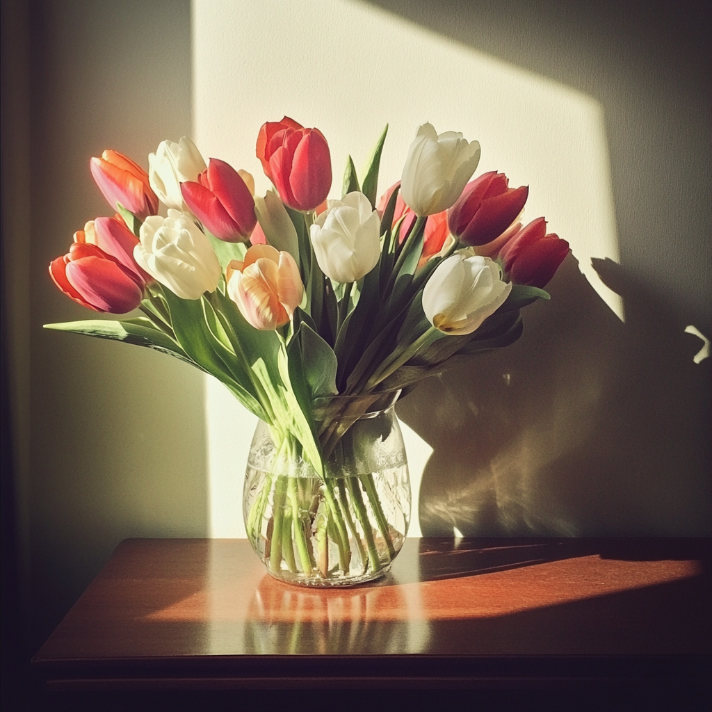 Eine Vase voller Tulpen | Quelle: Midjourney