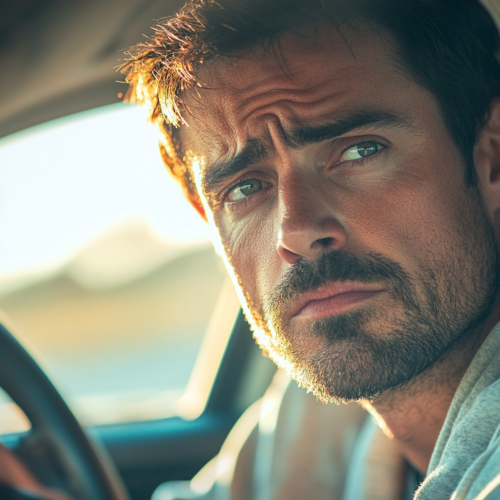 Ein Mann sitzt in seinem Auto | Quelle: Midjourney