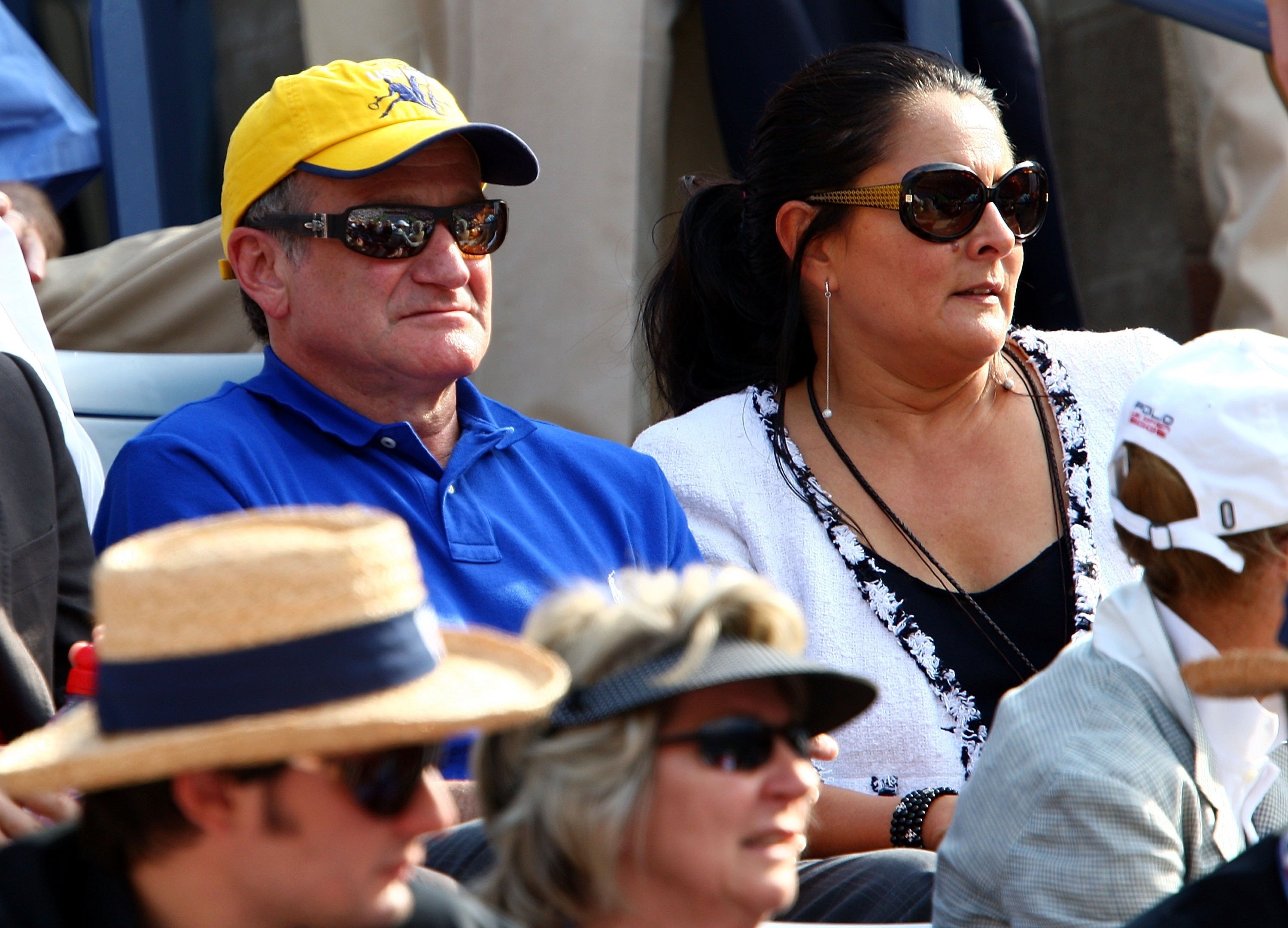 Der Schauspieler Robin Williams und seine Frau Marsha Garces Williams besuchen das Finale der U.S. Open 2007 im Arthur Ashe Stadium im Billie Jean King National Tennis Center am 9. September 2007 in New York City | Quelle: Getty Images