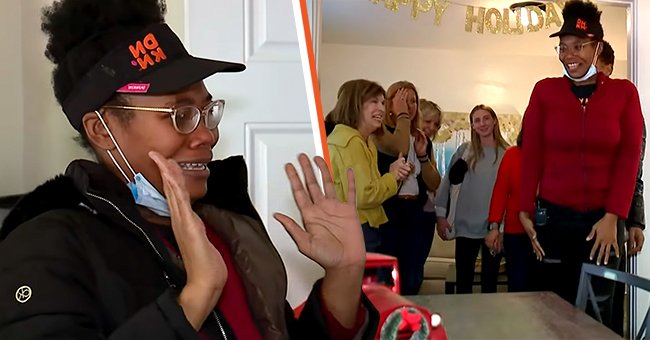 Eine Mitarbeiterin von Dunkin wird dank einer Kundin mit einem neuen Zuhause überrascht | Quelle: Youtube/9NEWS
