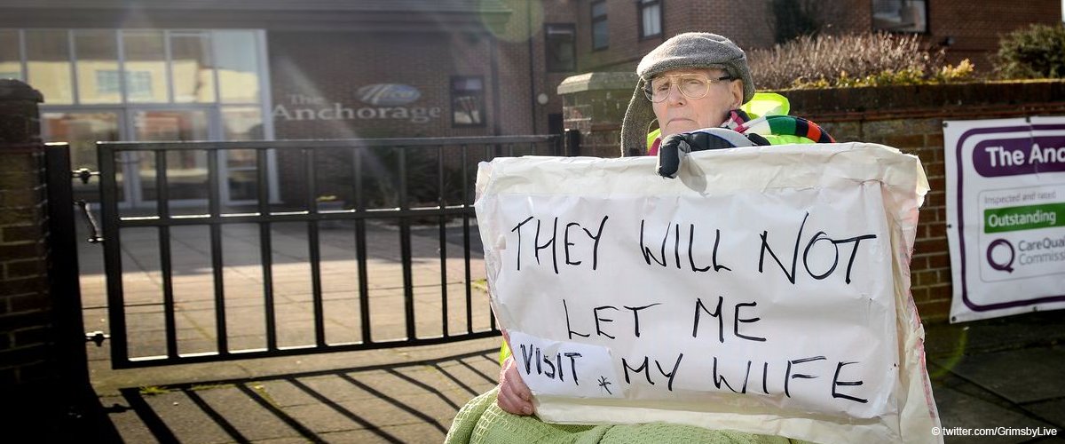89-jähriger Mann darf seine Frau nicht sehen und beginnt vor Pflegeheim Rollstuhlprotest
