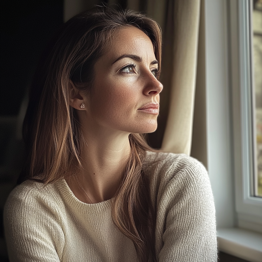 Eine Frau, die aus einem Fenster schaut | Quelle: Midjourney