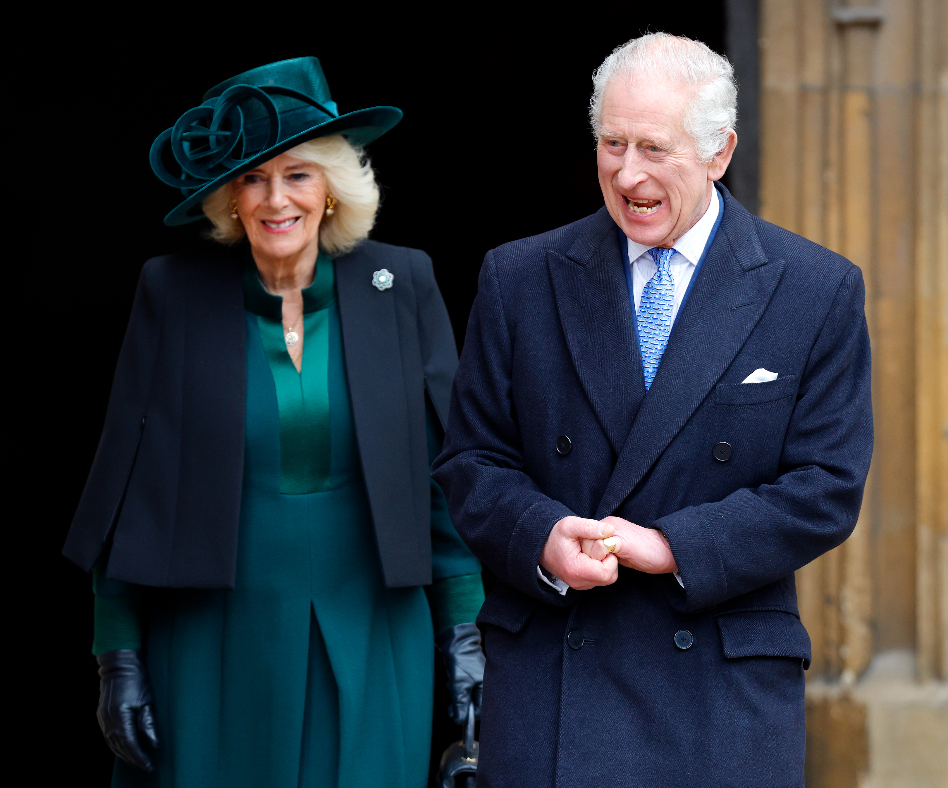 Queen Camilla and König Karl III. beim Ostermattgottesdienst 2024 in Windsor, England am 31. März 2024 | Quelle: Getty Images