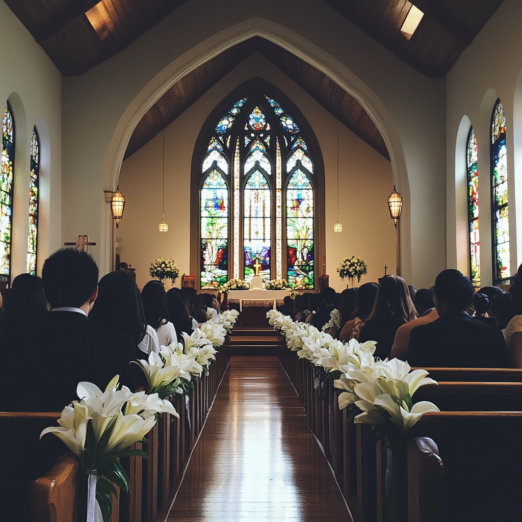 Menschen, die in einer Kirche sitzen | Quelle: Midjourney