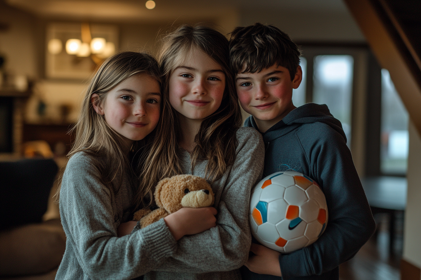Drei Kinder stehen zusammen | Quelle: Midjourney