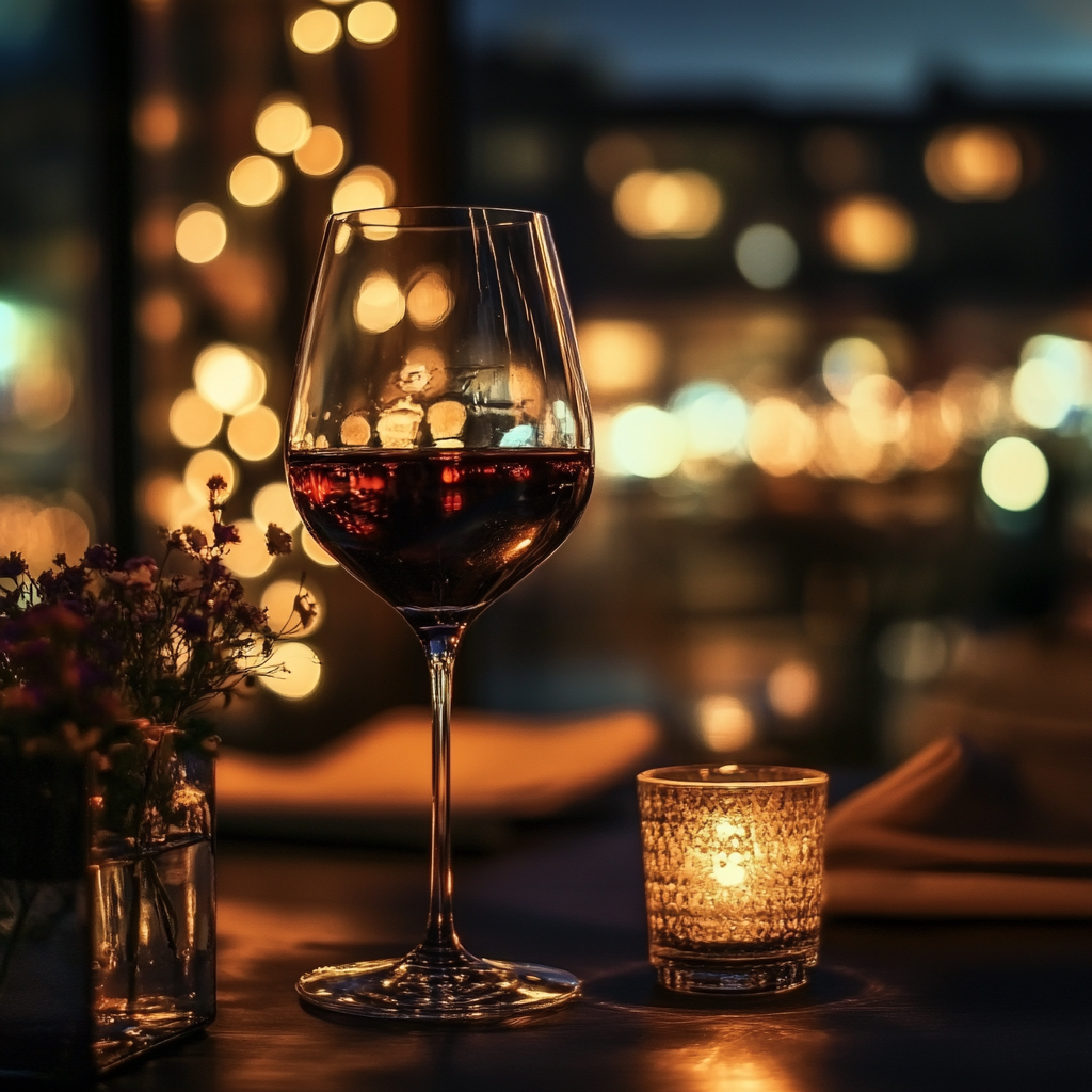 Ein Glas Wein auf einem Tisch | Quelle: Midjourney