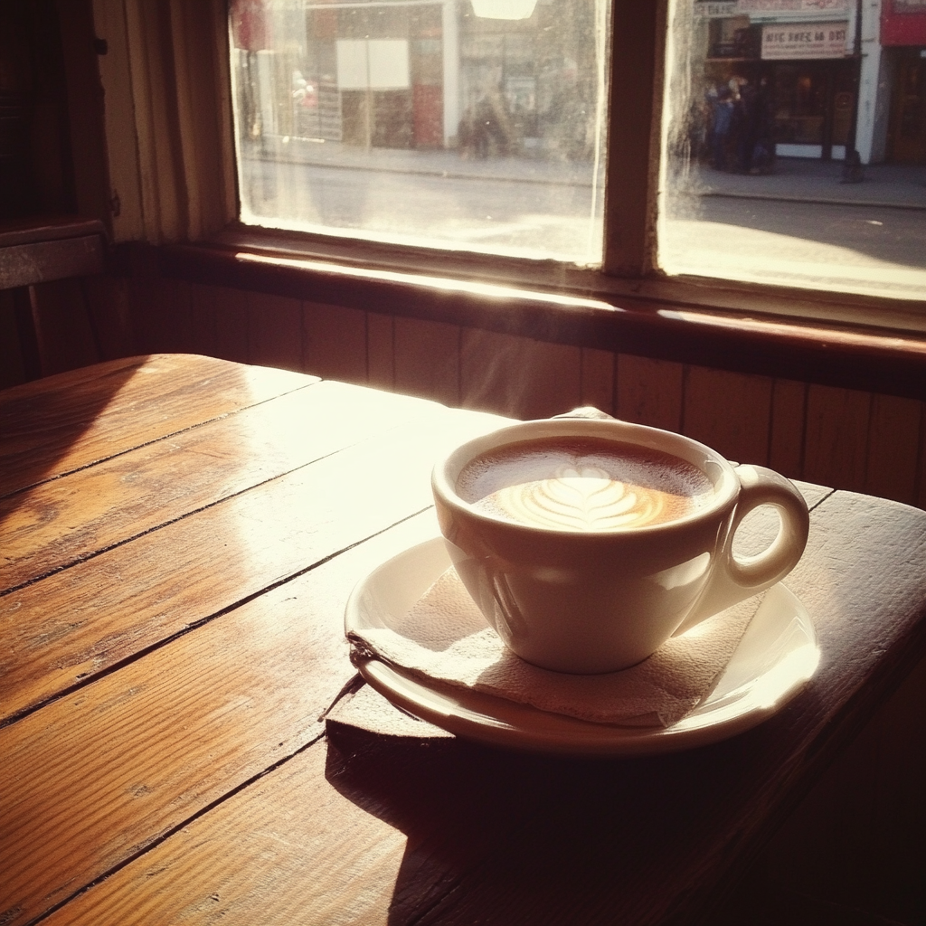 Eine Tasse Kaffee auf einem Tisch | Quelle: Midjourney
