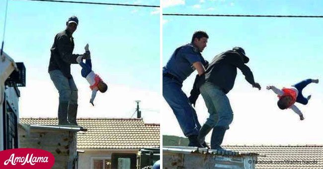 Ein Vater wirft seine kleine Tochter bei einer Auseinandersetzung mit der Polizei von einem Dach