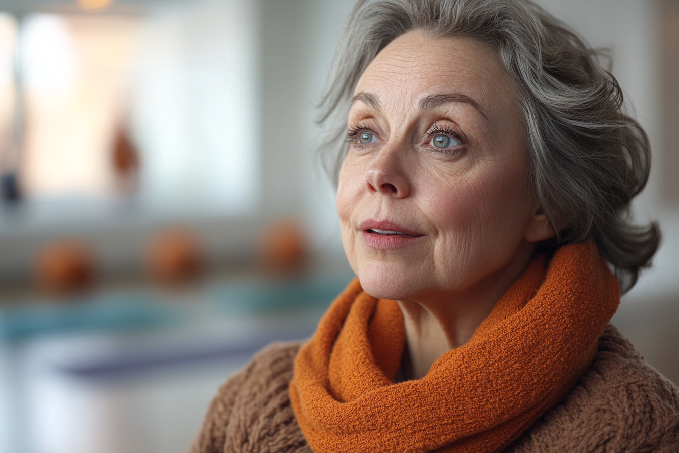 Eine Frau, die in einem Yogastudio steht | Quelle: Midjourney