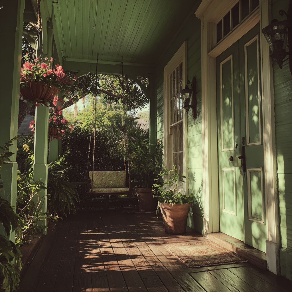 Eine Veranda mit Pflanzen | Quelle: Midjourney